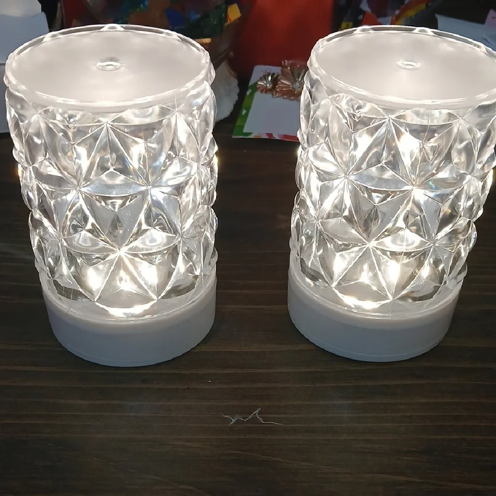 Clear Textured Table Top Lightd Set of 2